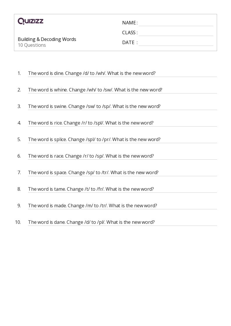 50 Decoding Words Worksheets On Quizizz Free amp Printable