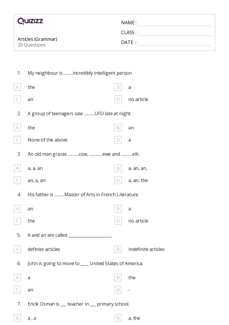 50 Grammar Worksheets For 5th Class On Quizizz Free amp Printable