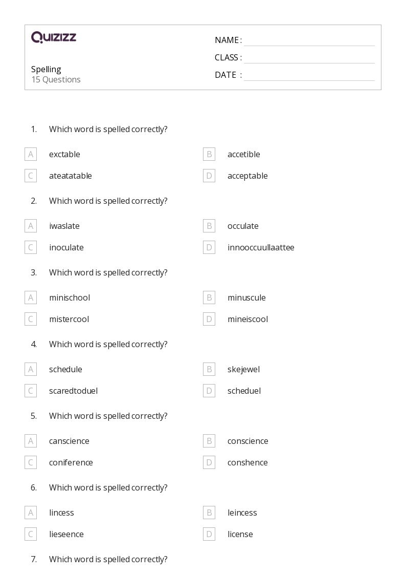 50 Spelling Worksheets For 4th Class On Quizizz Free amp Printable