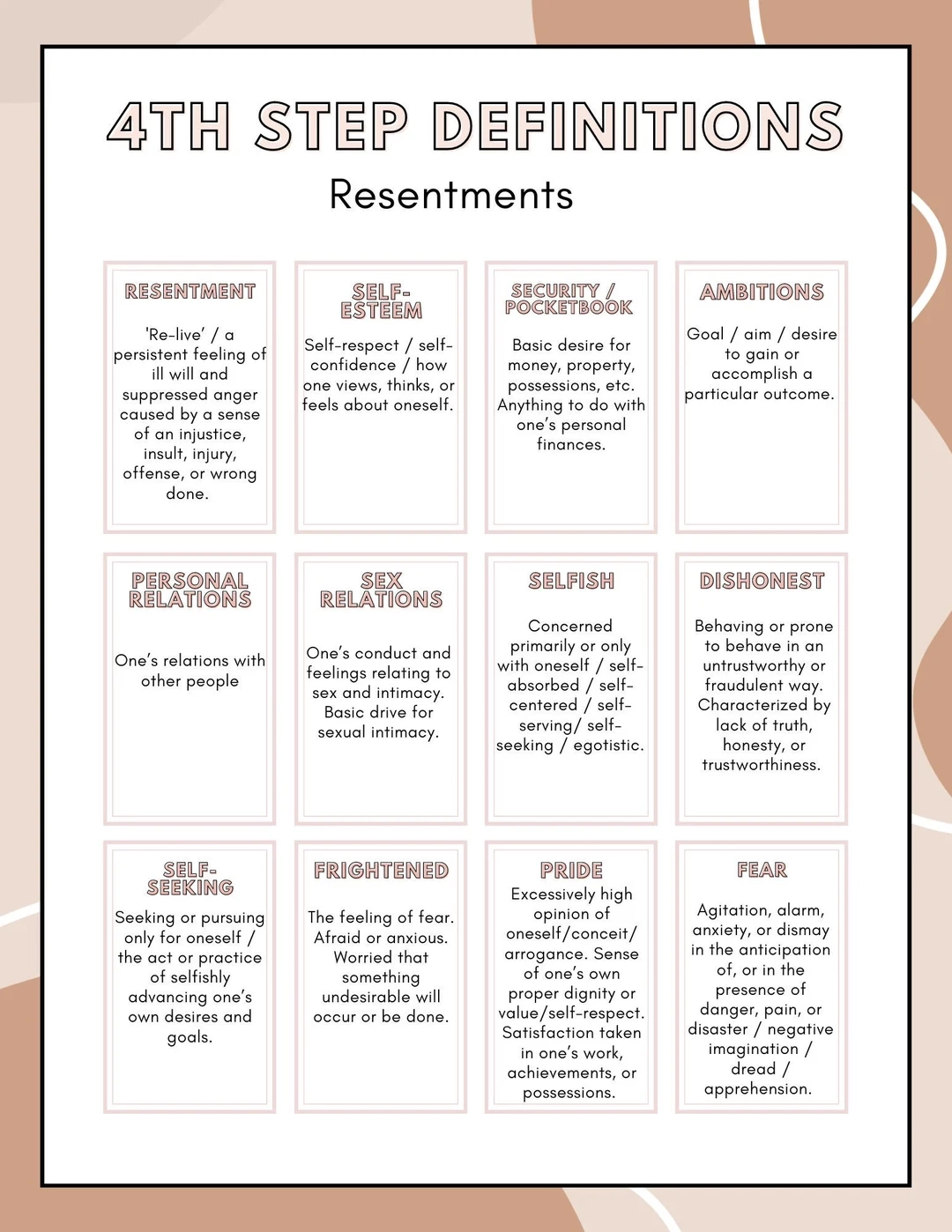 Aa 4th Step Worksheets Printable Free