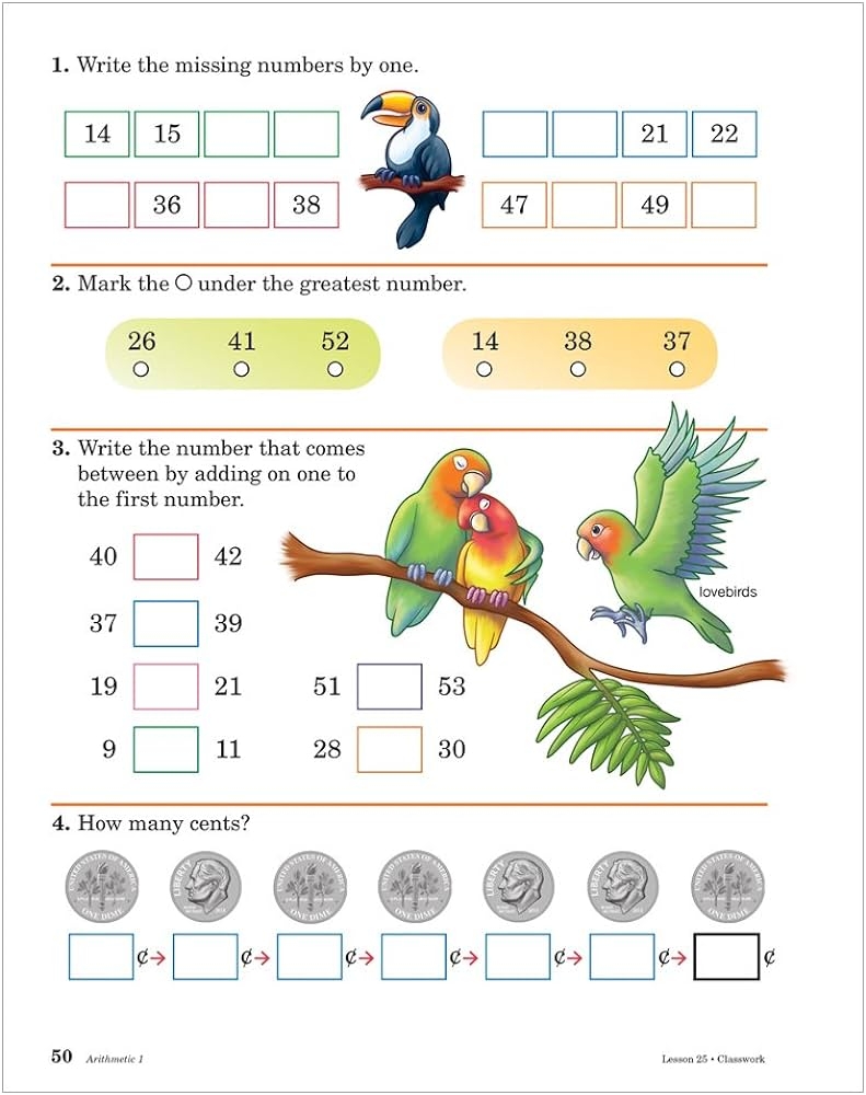 Abeka Arithmetic 1 1st Grade 1 Mathematics Student Work Text 