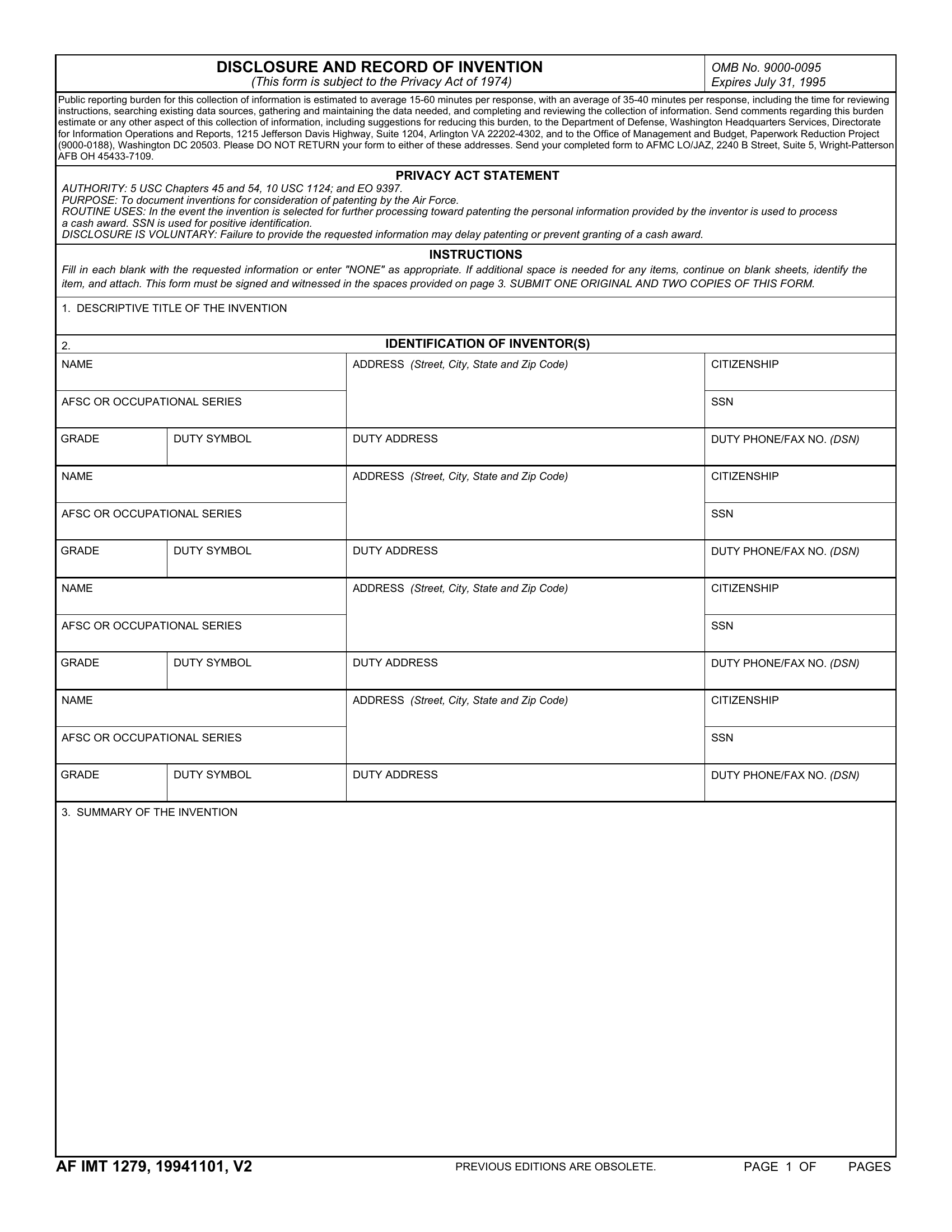 What Is Af Form 2096