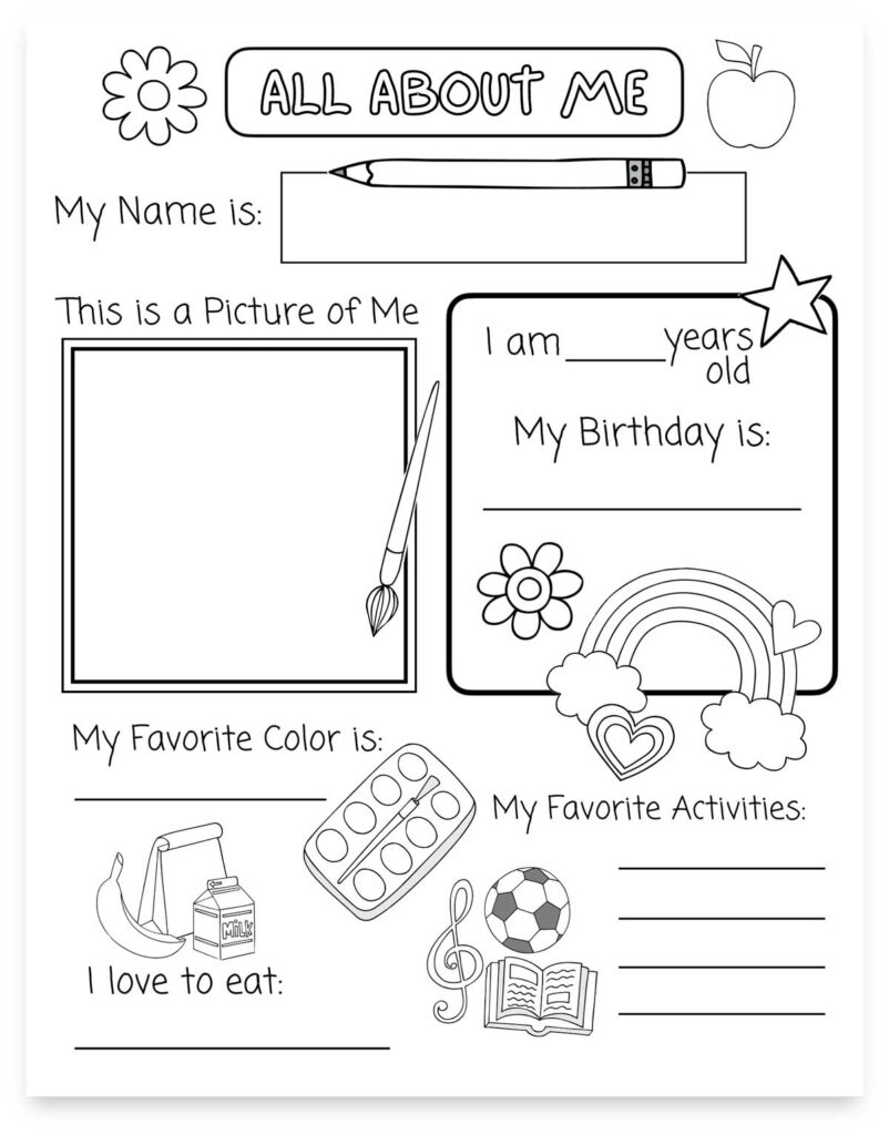Free Printable All About Me Worksheet Pdf