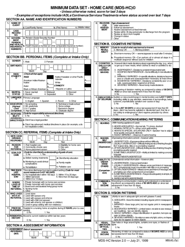 Blank Mds 3 0 Form Printable