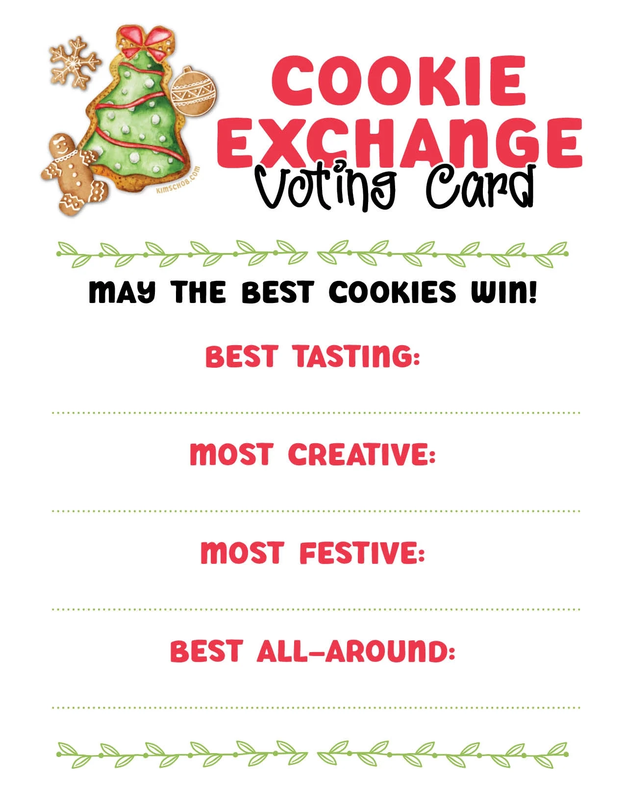 Christmas Cookie Exchange Printable Party Pack Kim Schob
