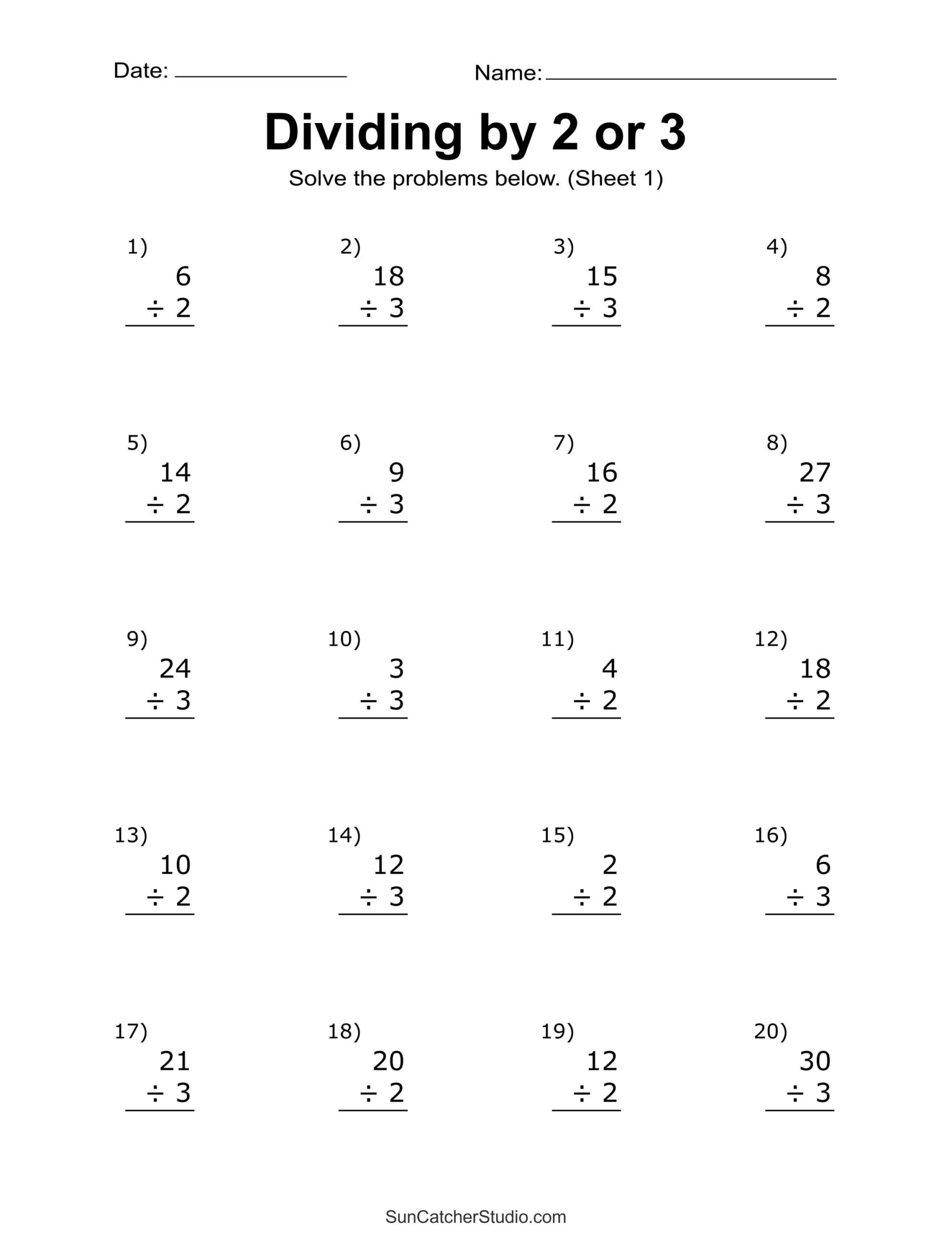 3rd Grade Math Division Worksheets Printable