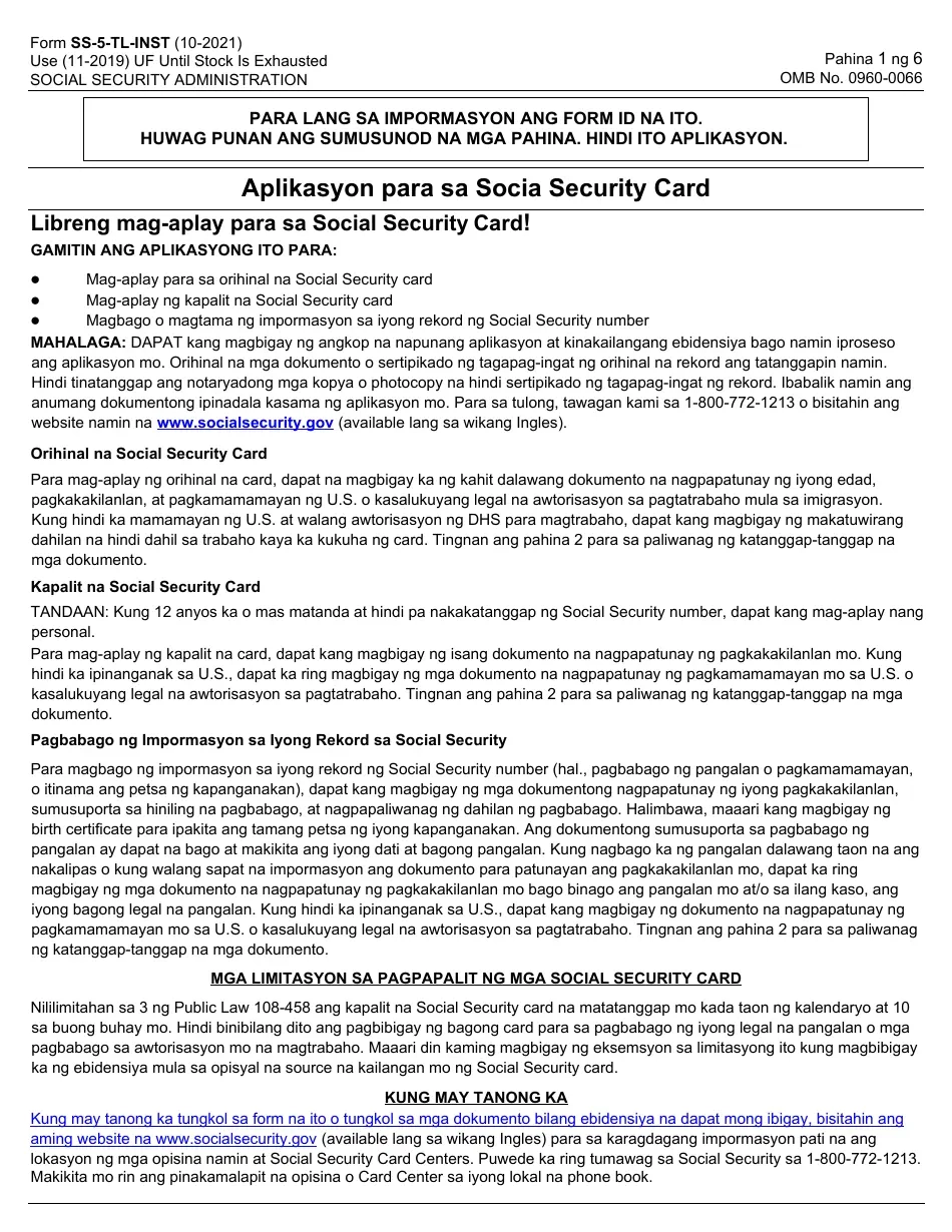 Printable Form Ss 5 For Social Security