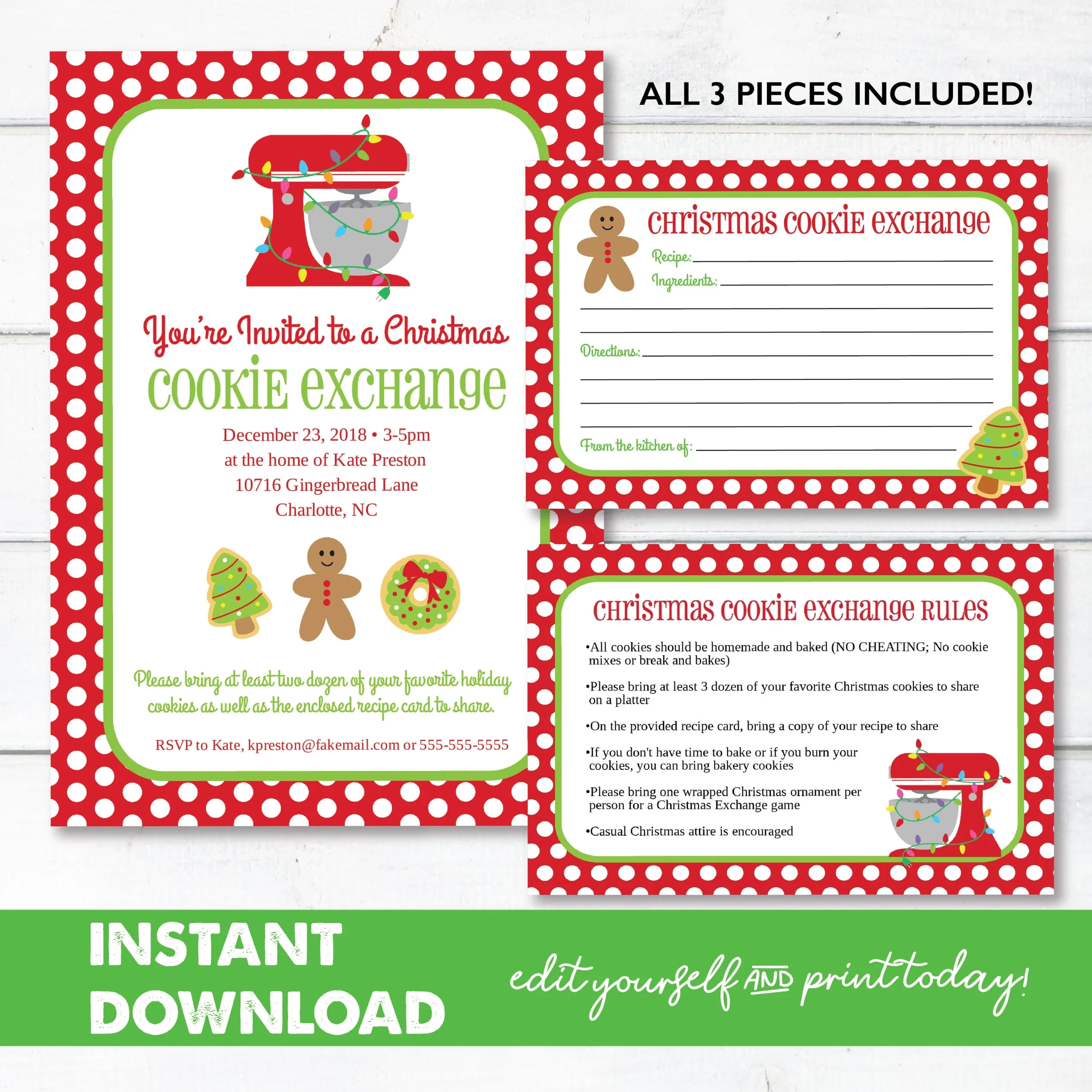Printable Cookie Exchange Rules Template