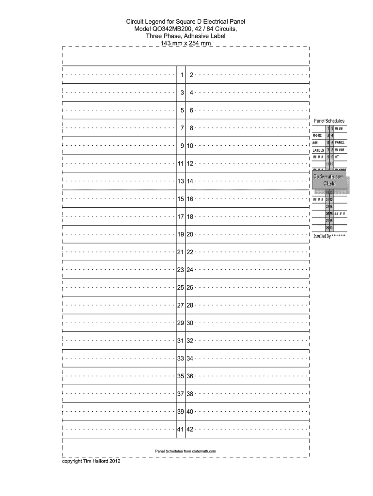 Electrical Panel Labels Fill Online Printable Fillable Blank 