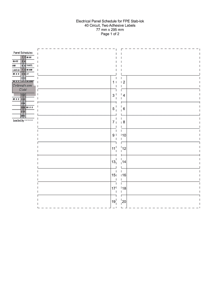 Printable Free Circuit Breaker Directory Template