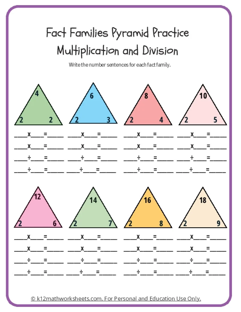 Math Facts Worksheets Printables