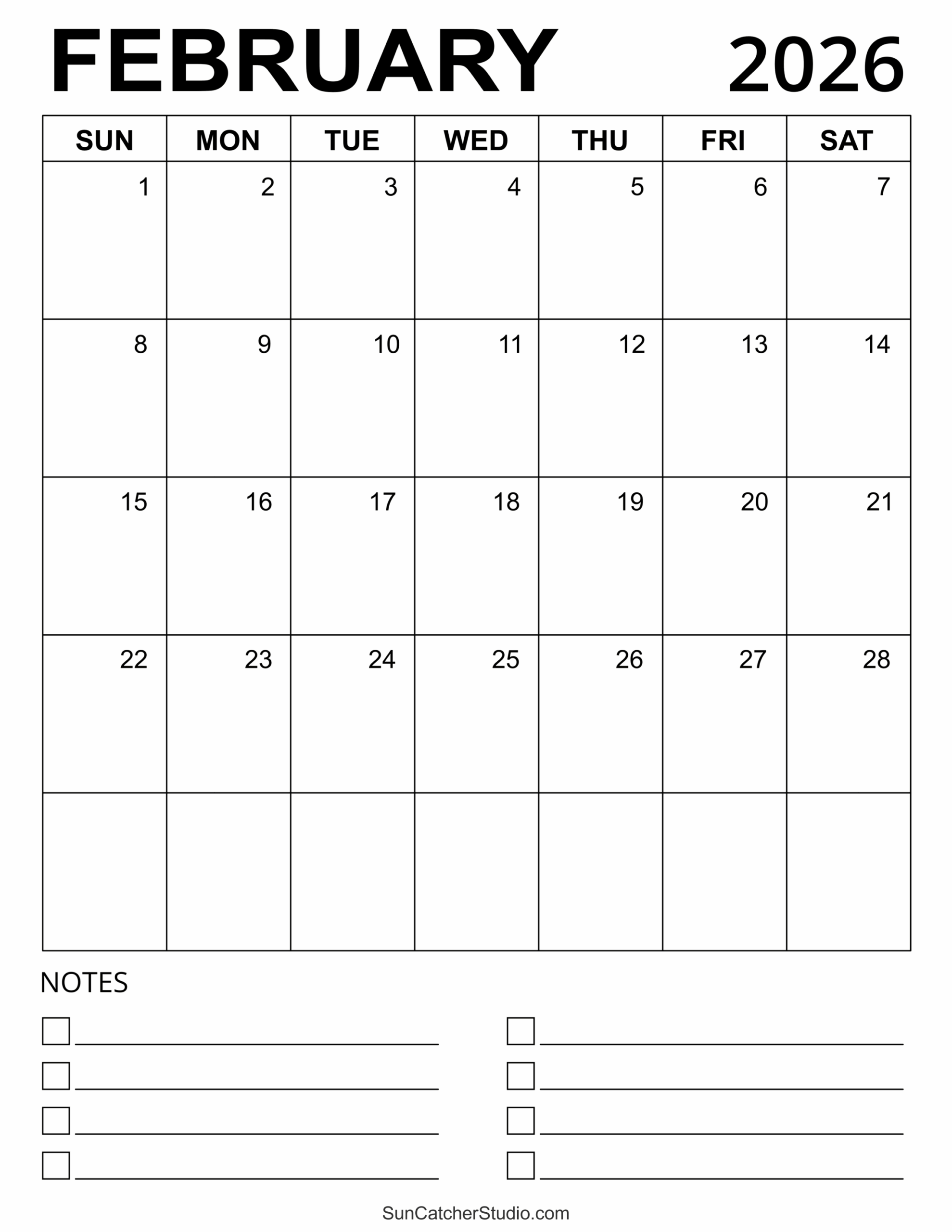February 2026 Printable Calendar Free