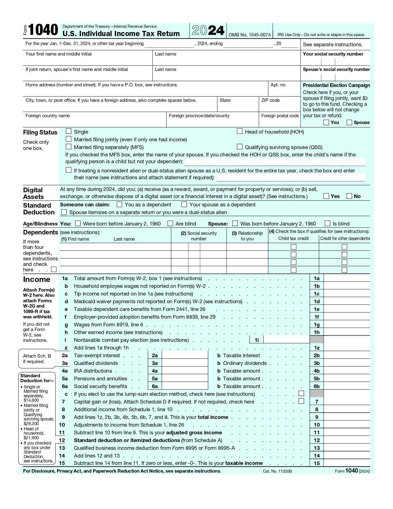 Irs Form 1040-Es Payment Voucher 2024