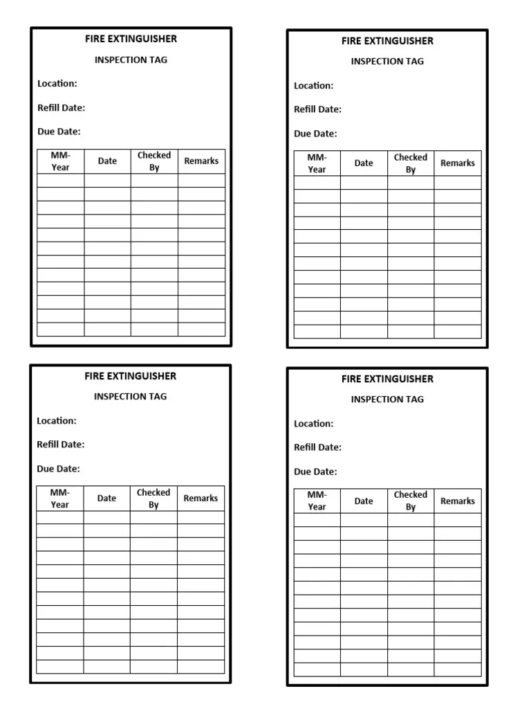 Fire Extinguisher Tag PDF