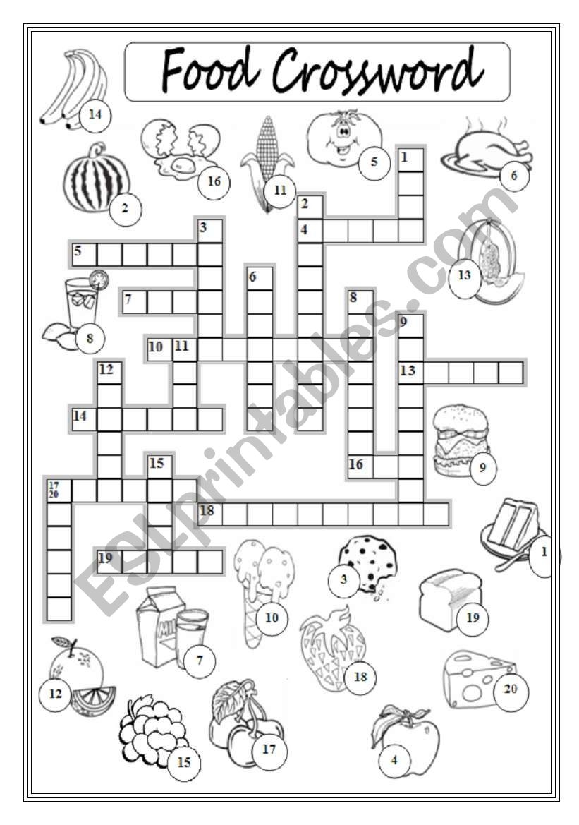 Printable Food Crossword Puzzles