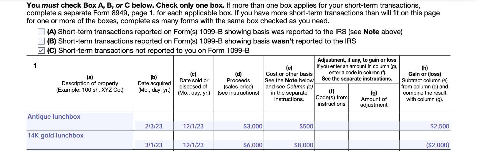 Form 8949 How To Report Capital Gains And Losses