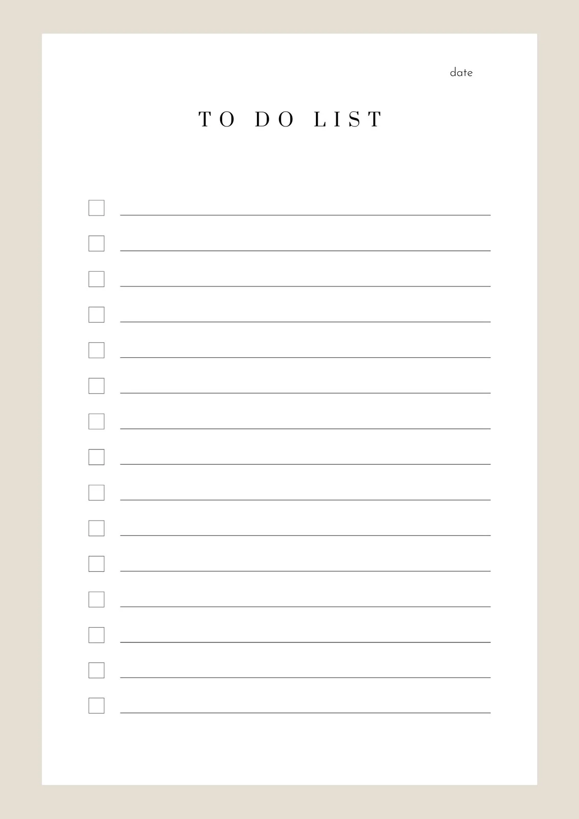 Printable To Do Checklist Template