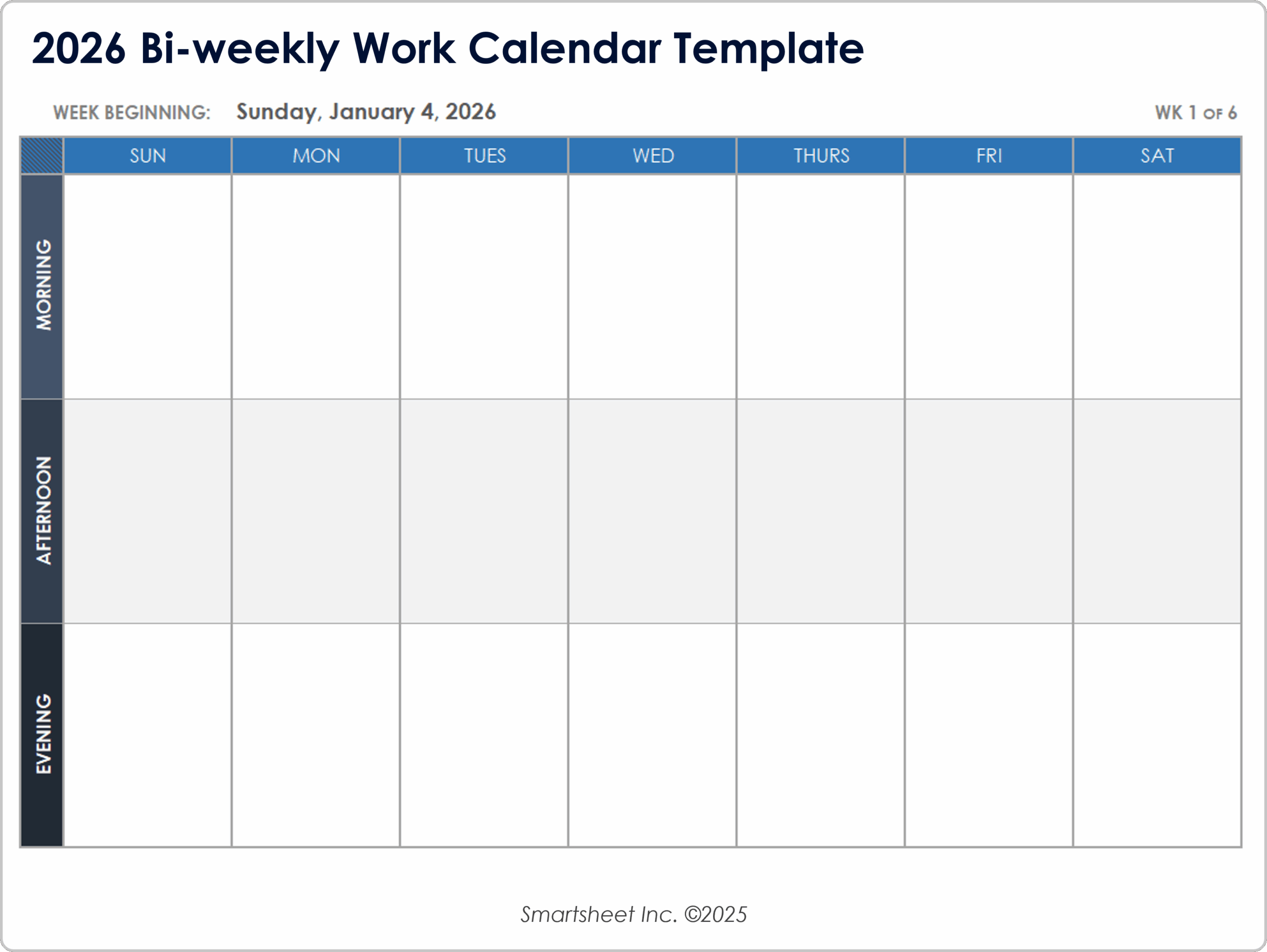 Blank Calendar Grid Printable