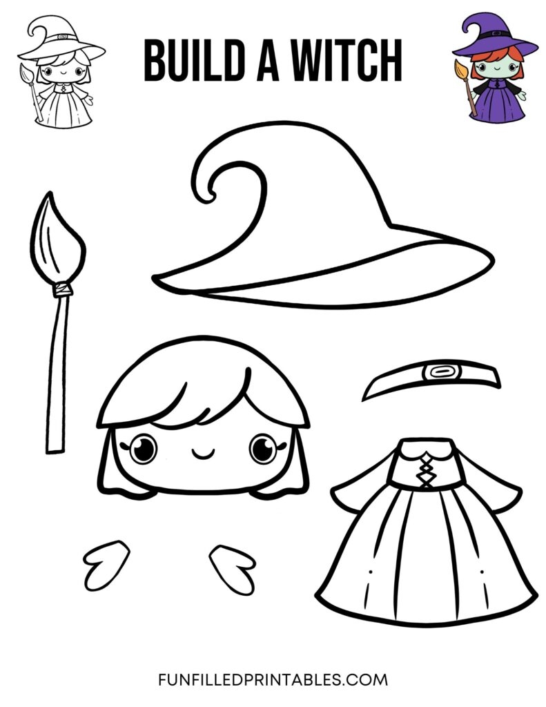 Free Build A Witch Printable Craft Activity For Kids 