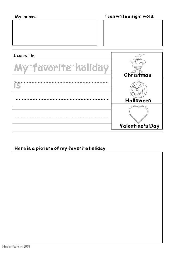 Free Holiday Writing Printable Kindermomma