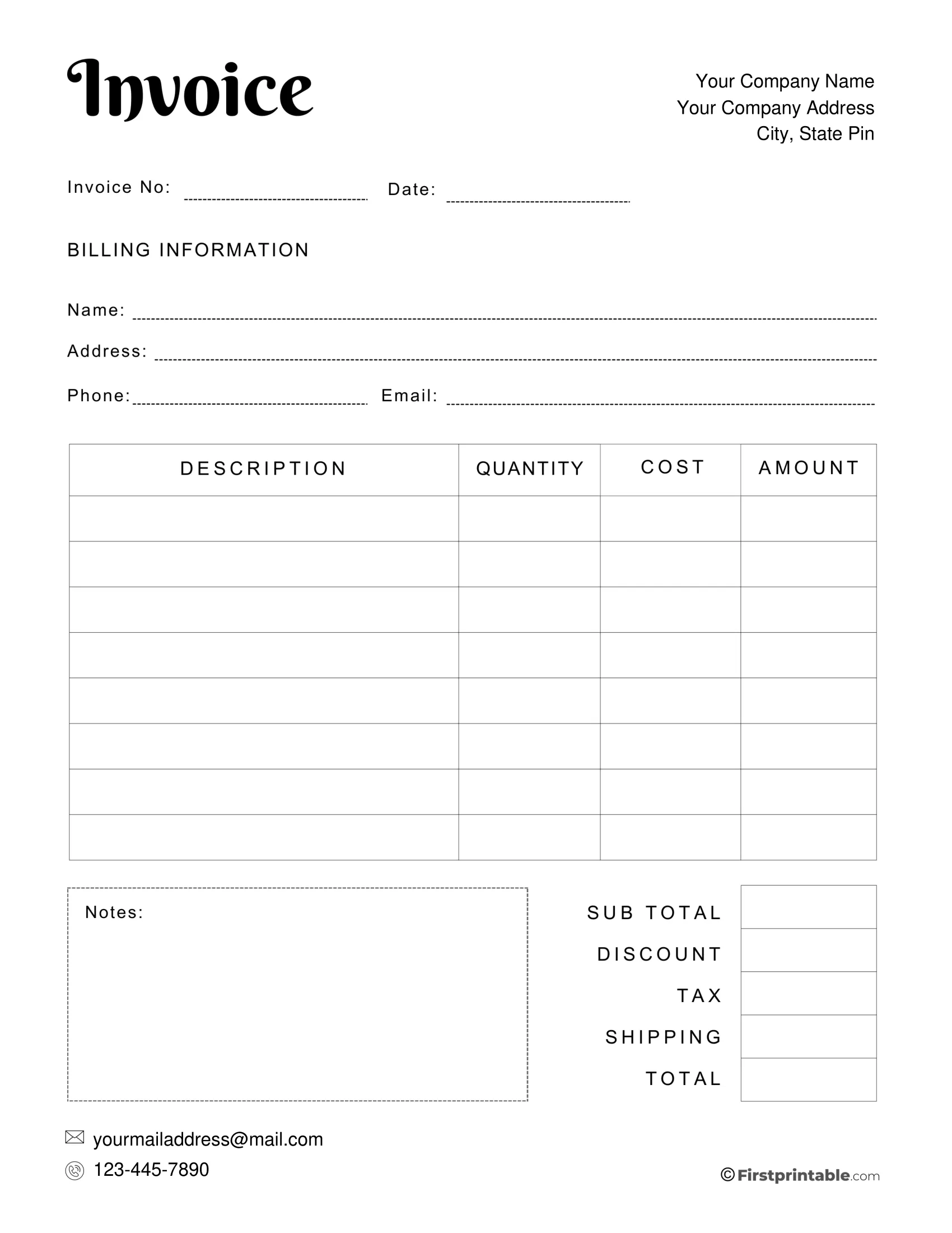 Free Printable Invoice Template Pdf