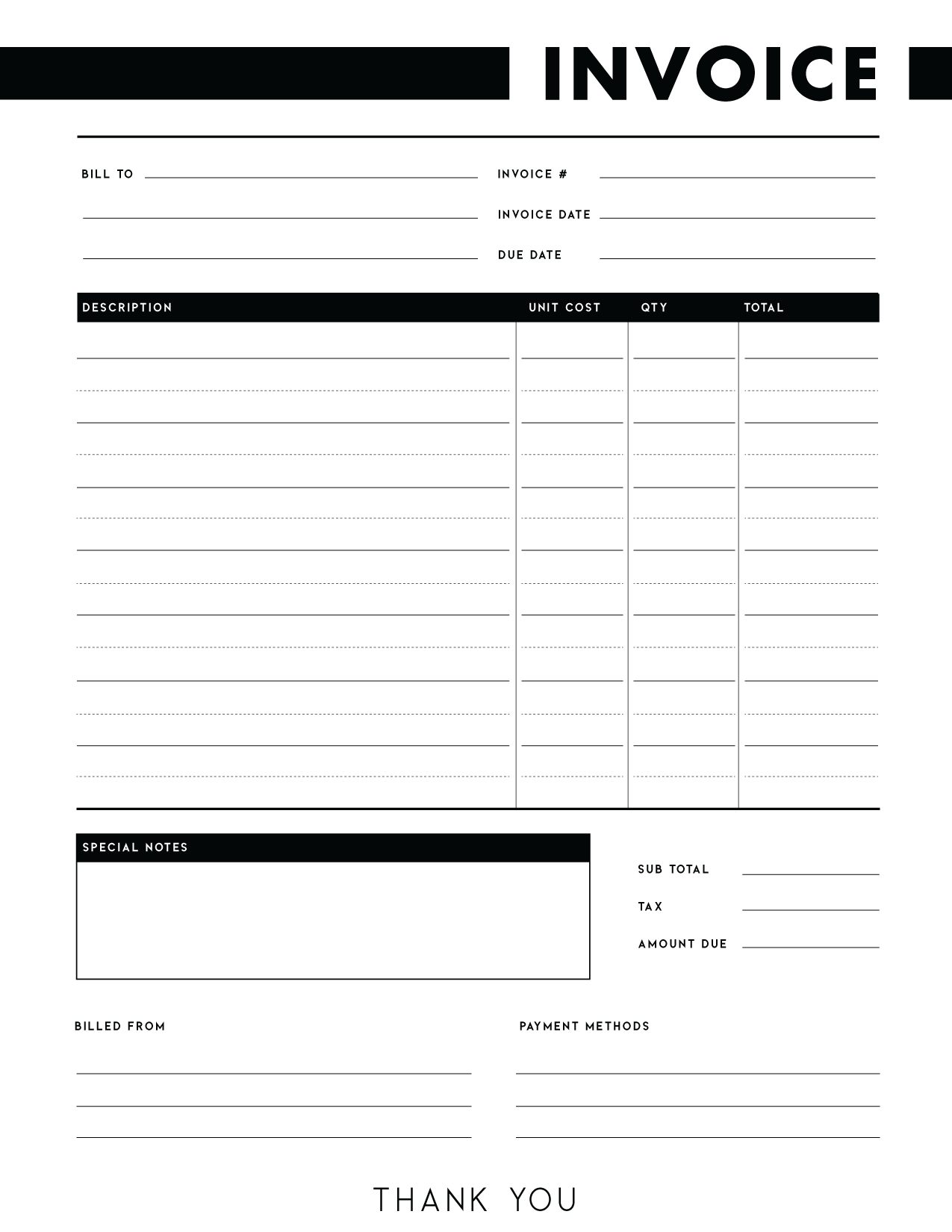Free Printable Bill Template