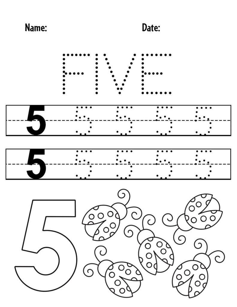 FREE Number 5 Worksheets For Preschool The Hollydog Blog