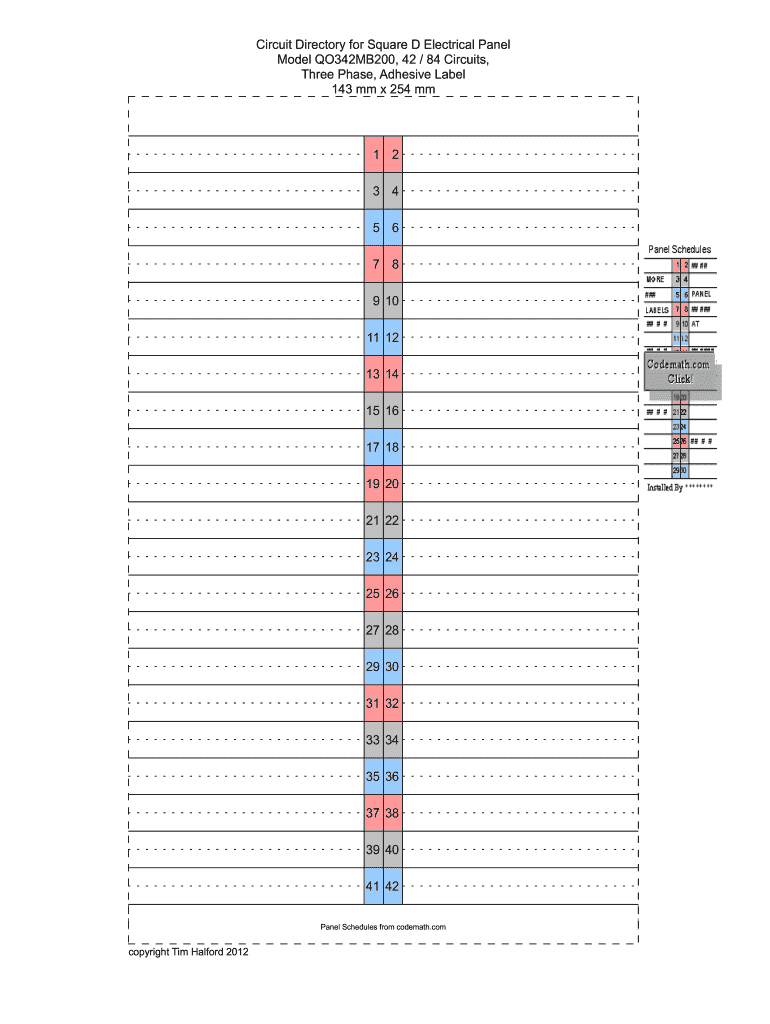 Free Printable Circuit Breaker Directory Template Fill Out amp Sign 
