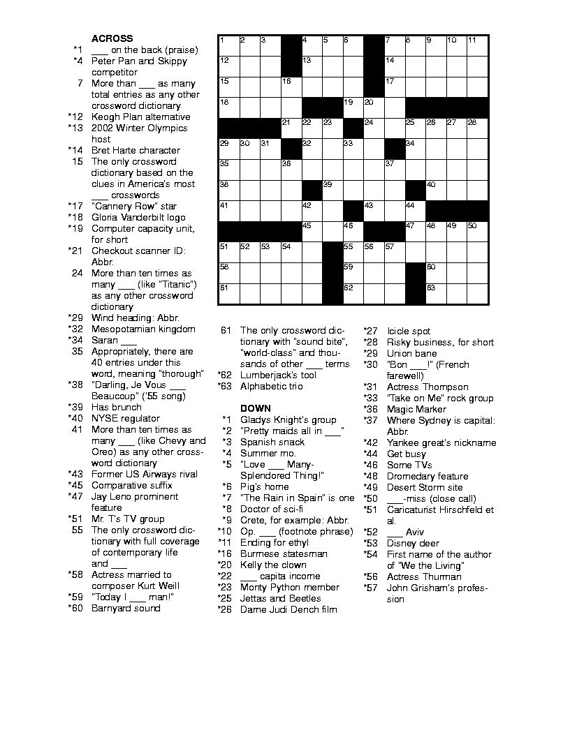 Hard Printable Crossword Puzzles