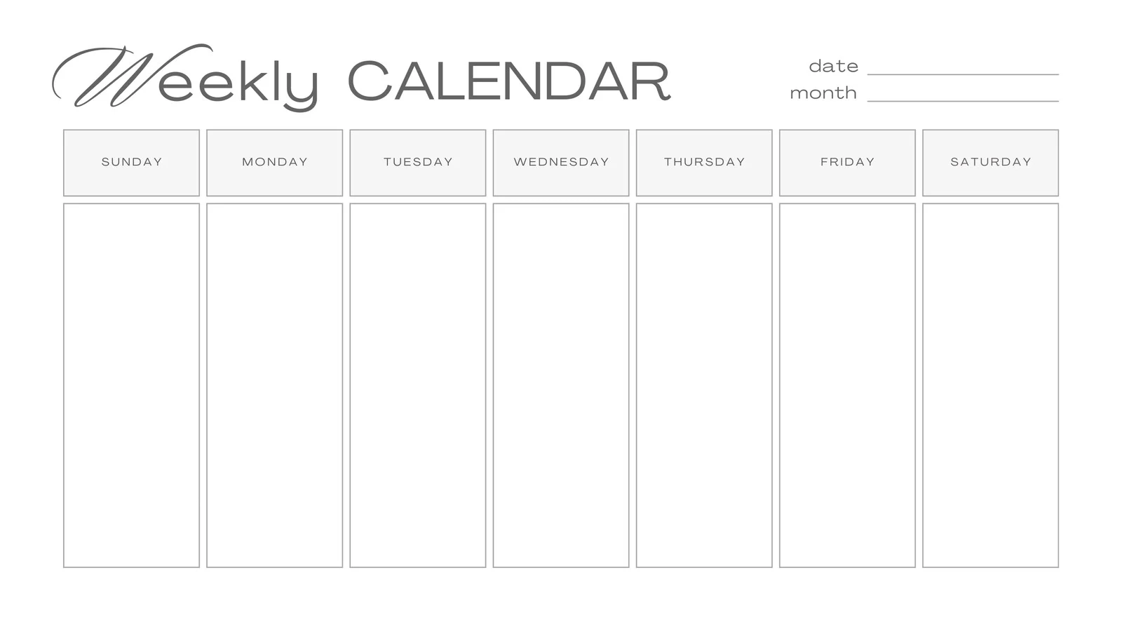 Calendar Blank Printable