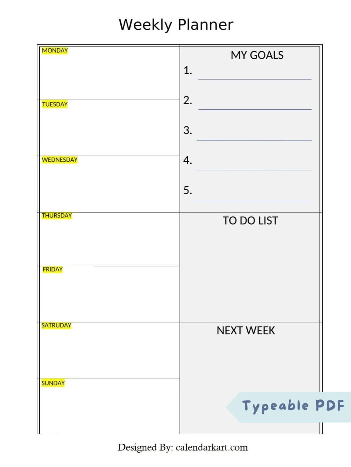 Weekly Template Printable