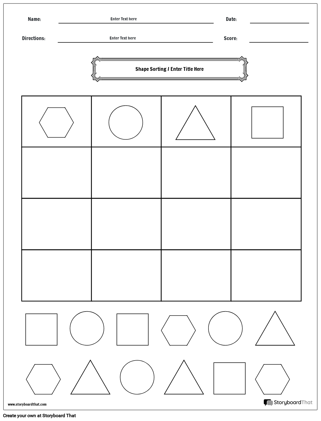 Free Shape Sorting Worksheets By Storyboard That