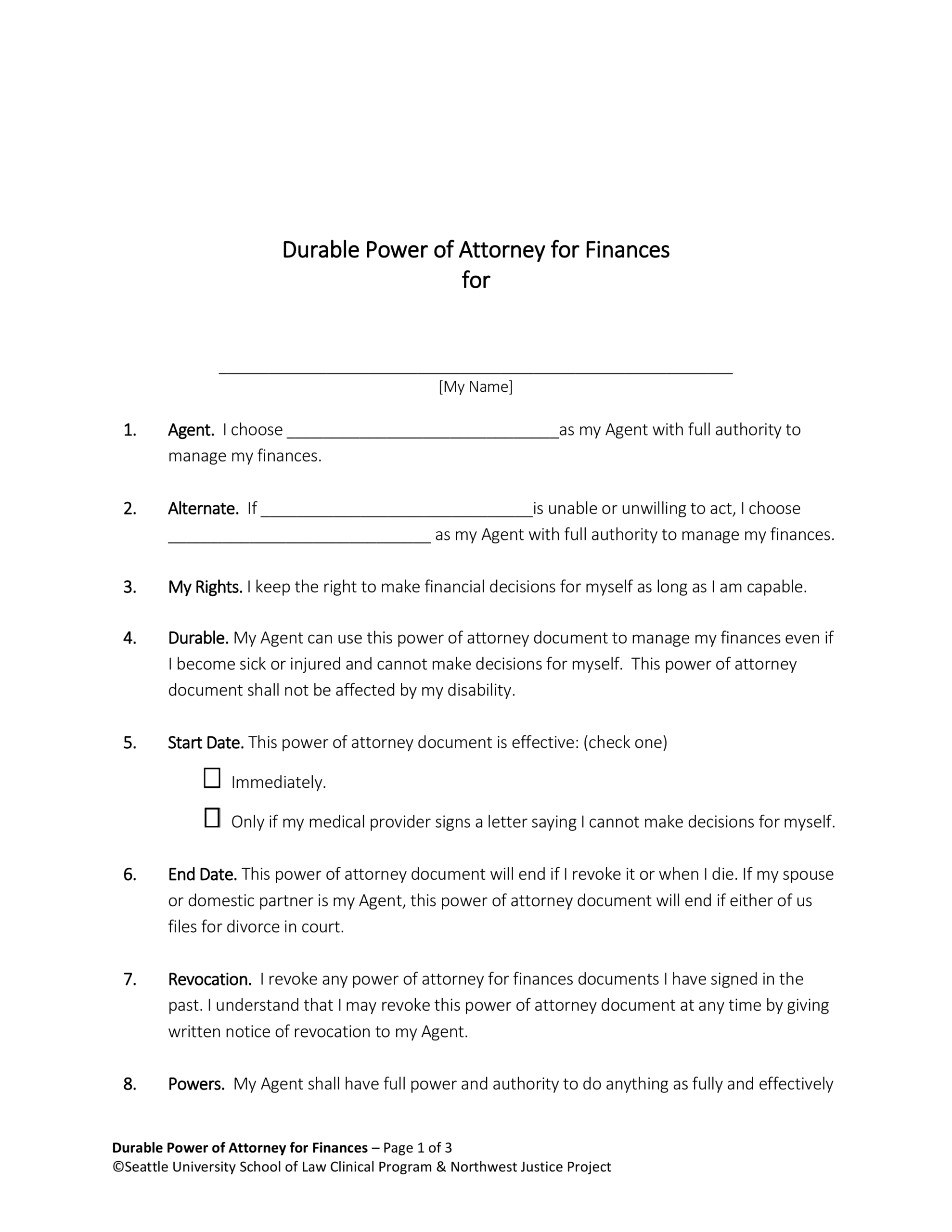 Free Printable Power Of Attorney Form