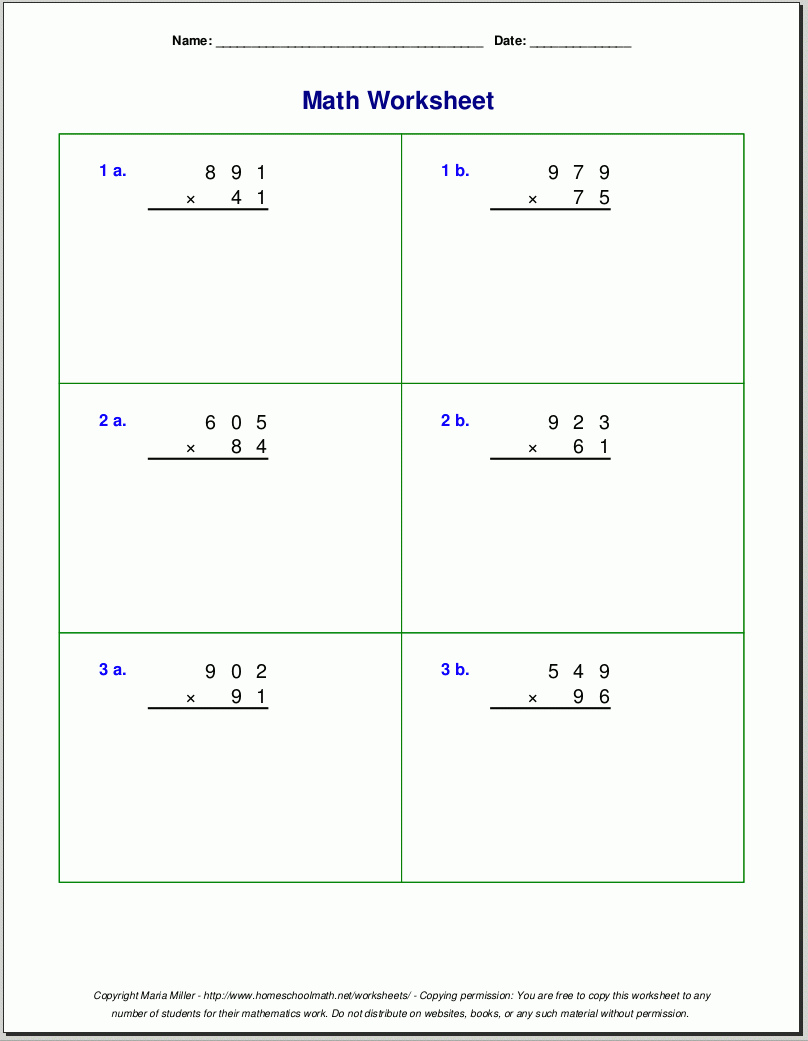 Printable Multiplication Worksheets Grade 5