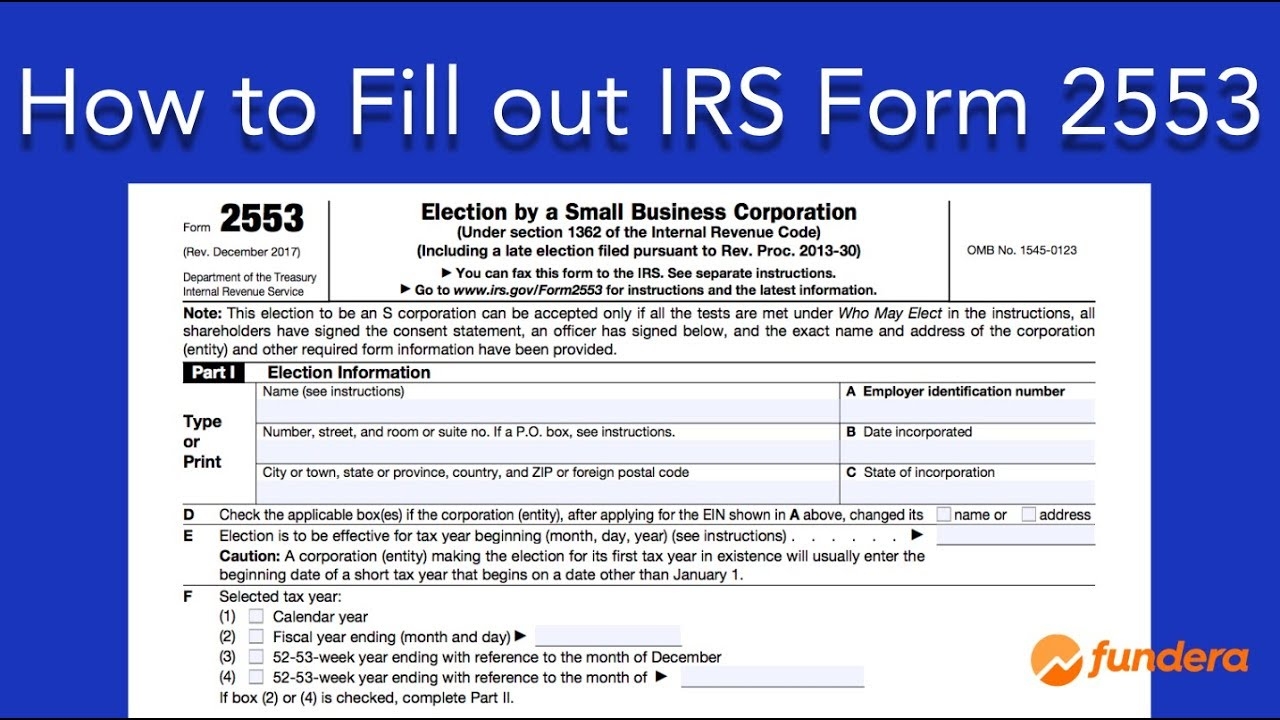 Irs Form 2553 Instructions 2025