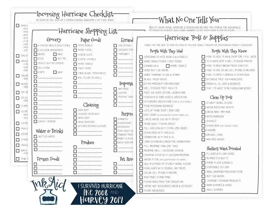Hurricane Prep List Printable