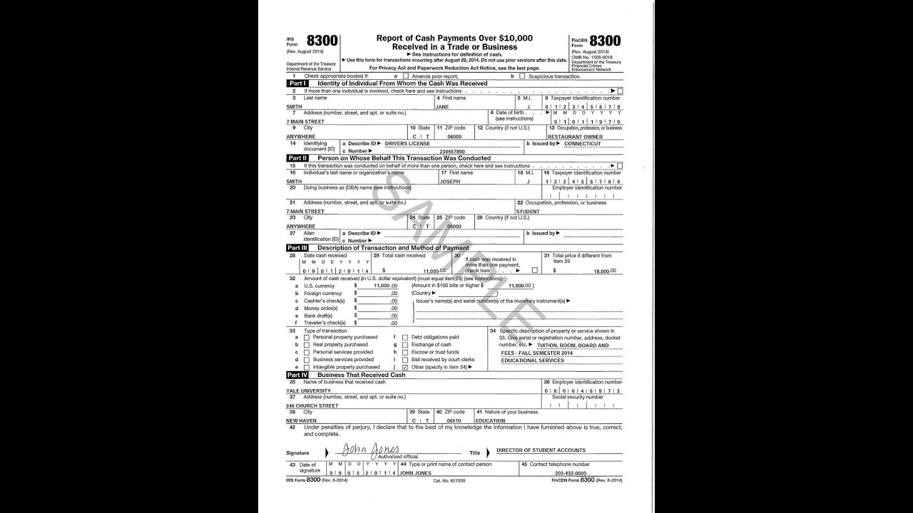 Irs Form Cash Payment Over 10000