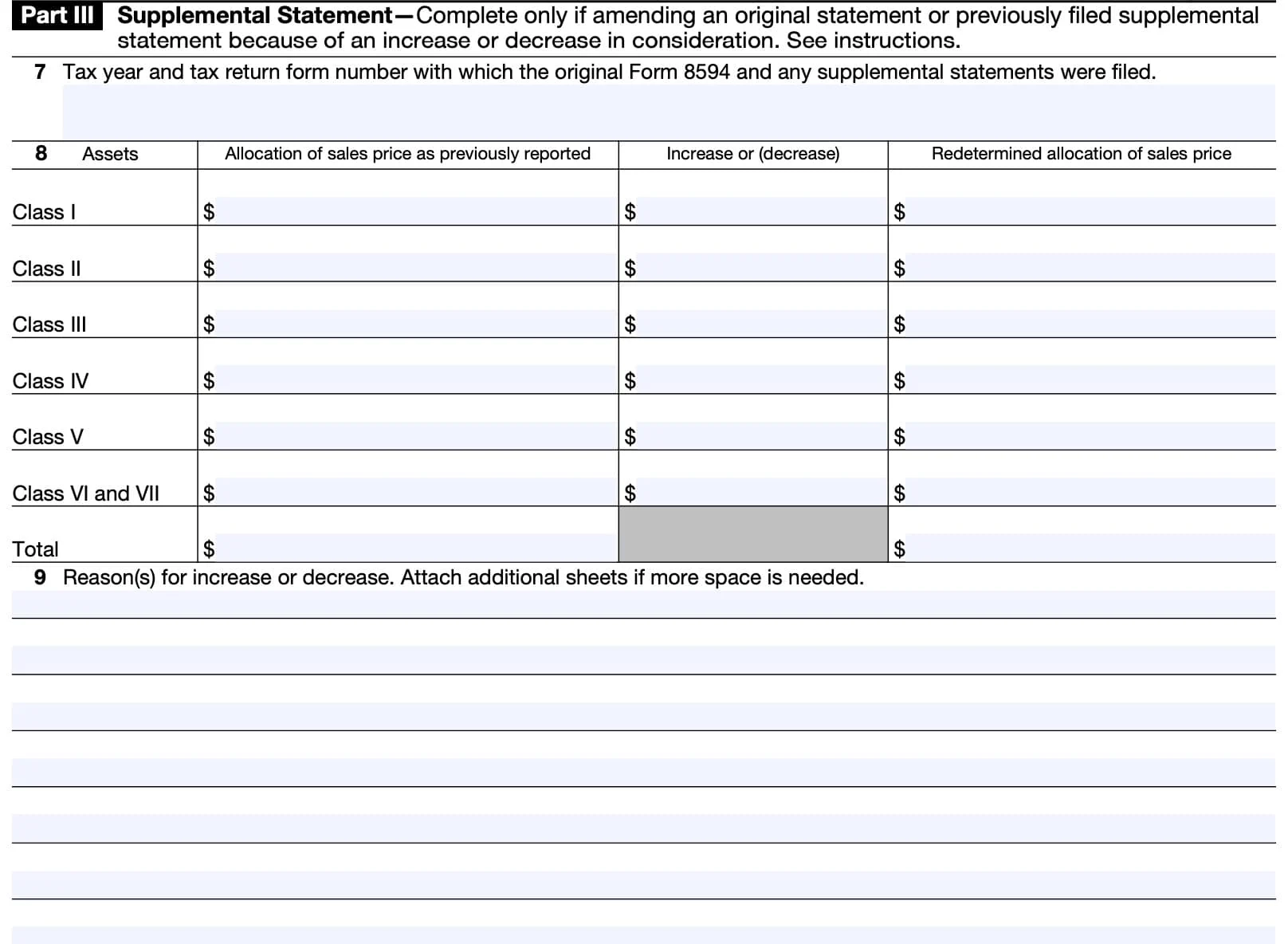 Irs Form 8594 Download