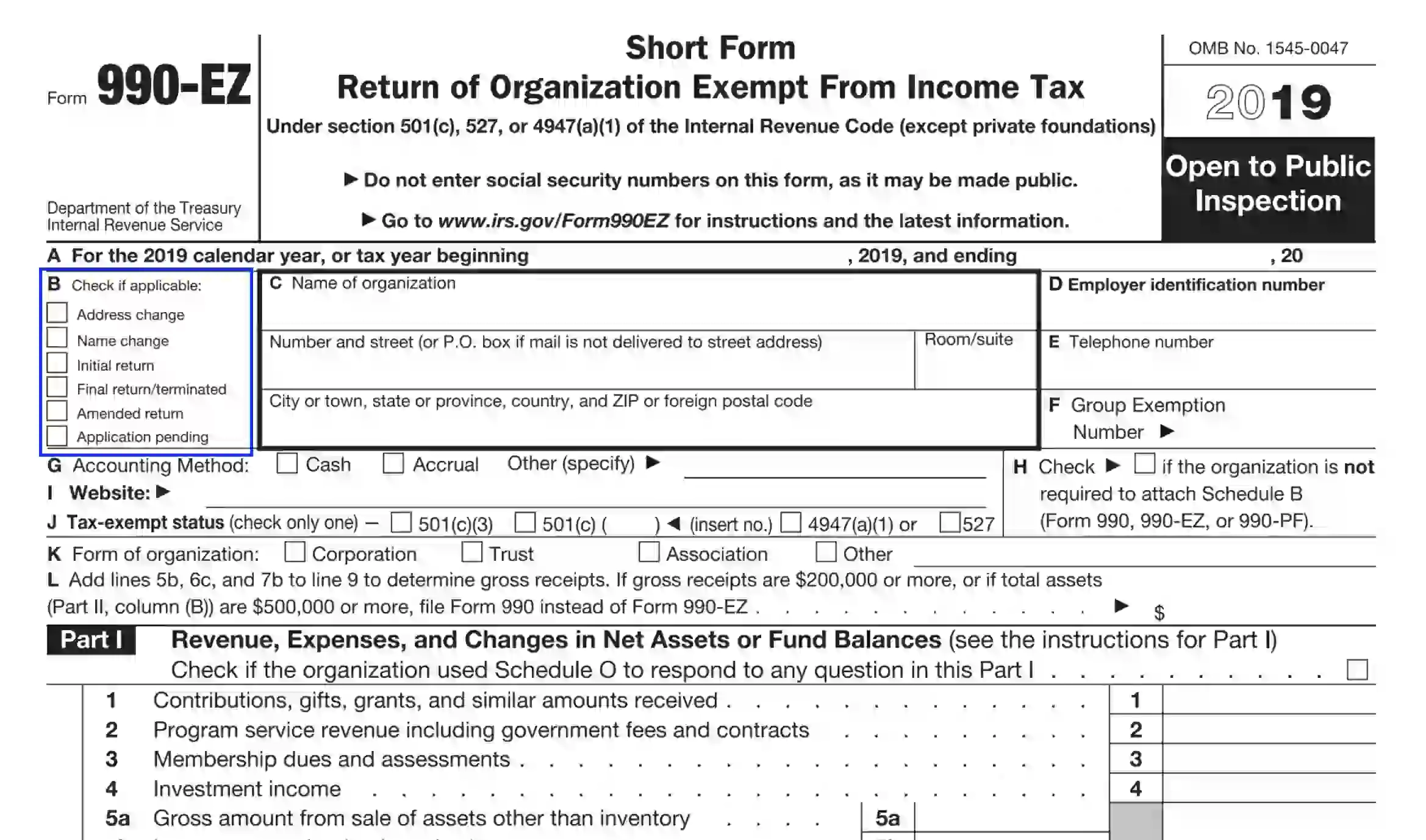 IRS Form 990 EZ Fill Out Printable PDF Forms Online