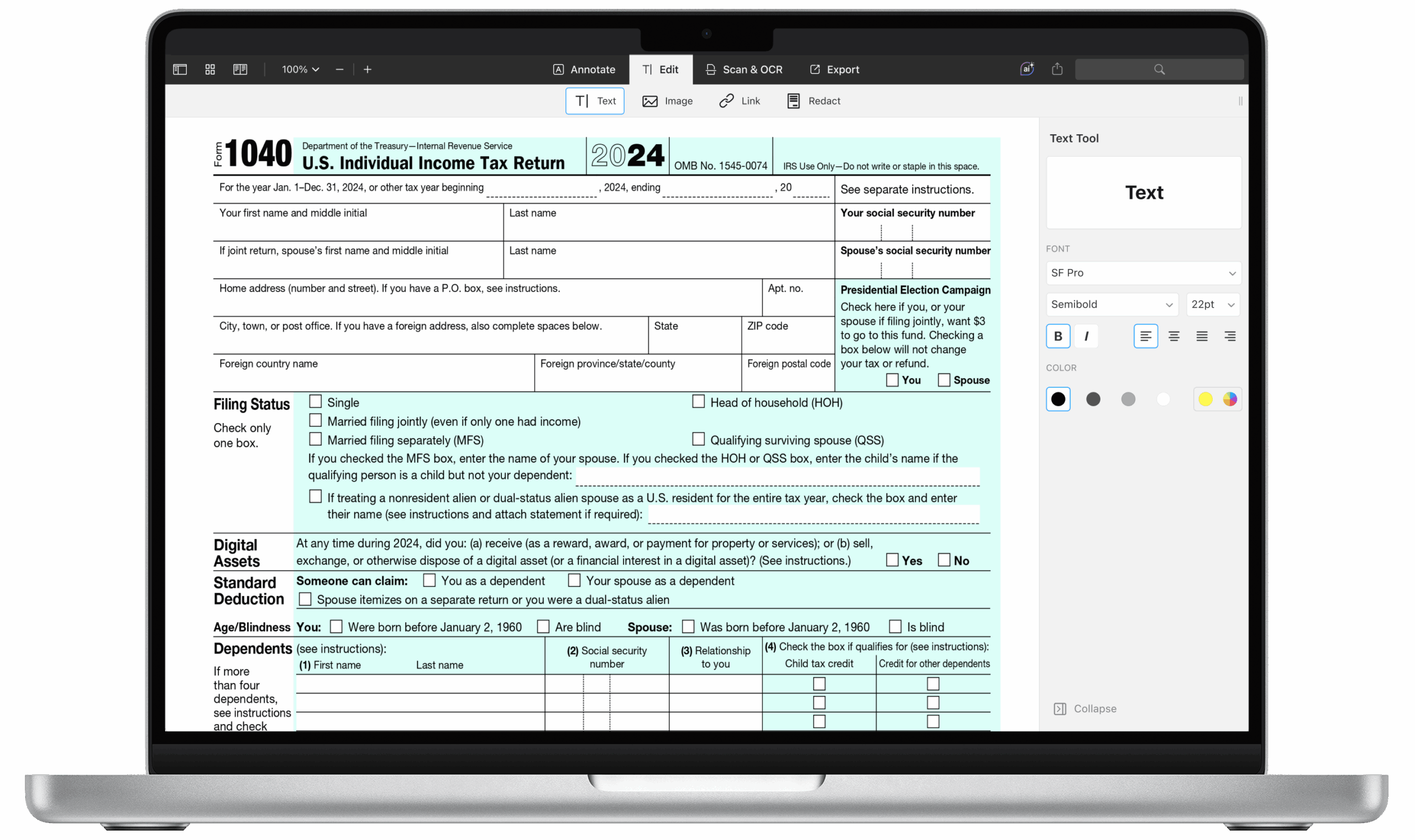 Form 1040 Year 2025