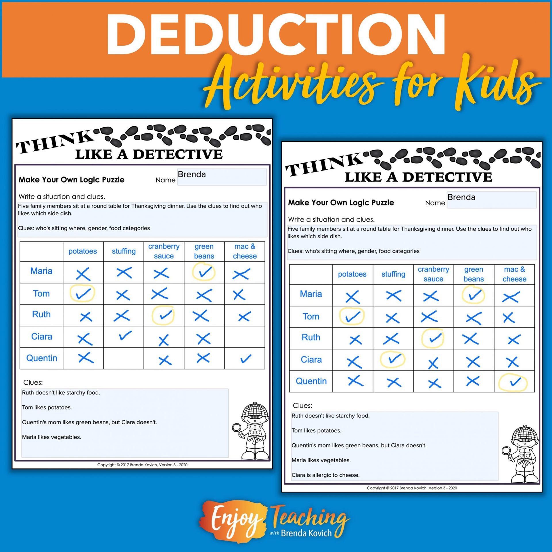 Deduction Puzzles Printable Speech Therapy