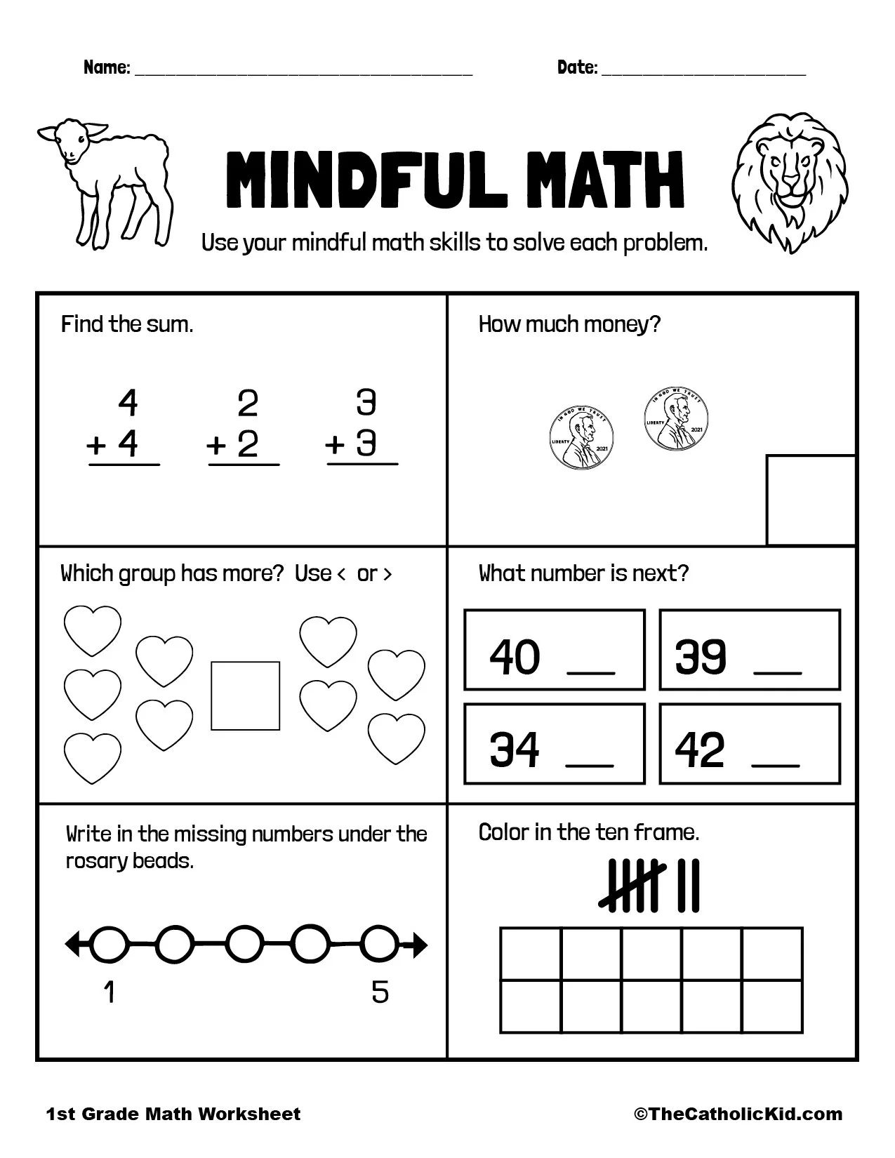 Printable Math Worksheets For First Graders