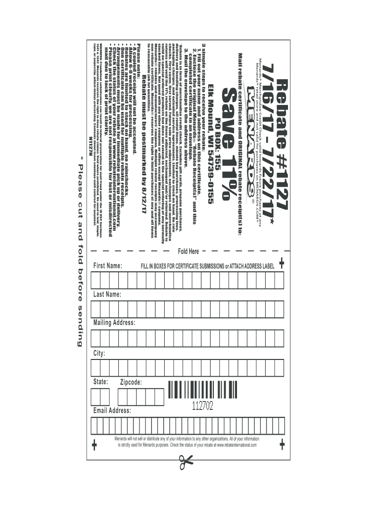 Menards Rebate 1127 Form Fill Online Printable Fillable Blank 