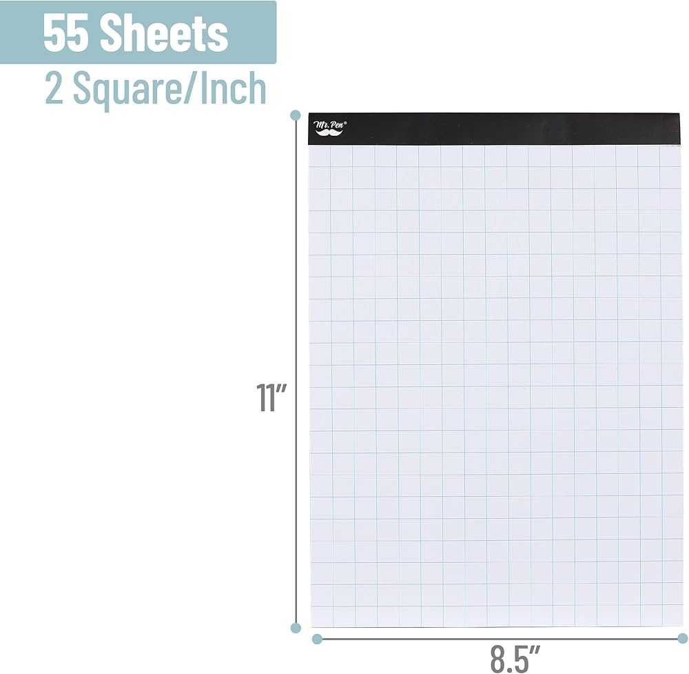 Mr Pen Graph Paper 2x2 2 Squares Per Inch 8 5 x11 55 