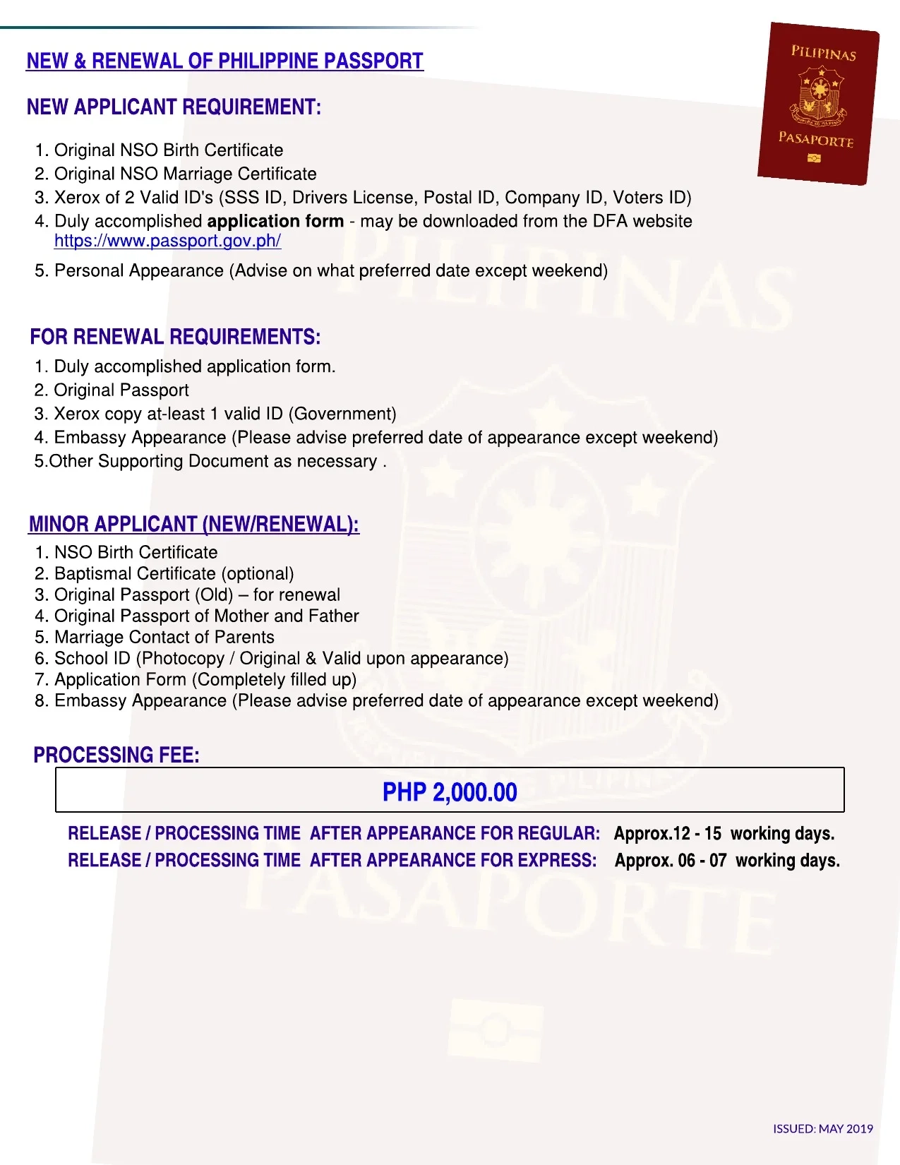 New amp Renewal Of Philippine Passport Pan Pacific Travel