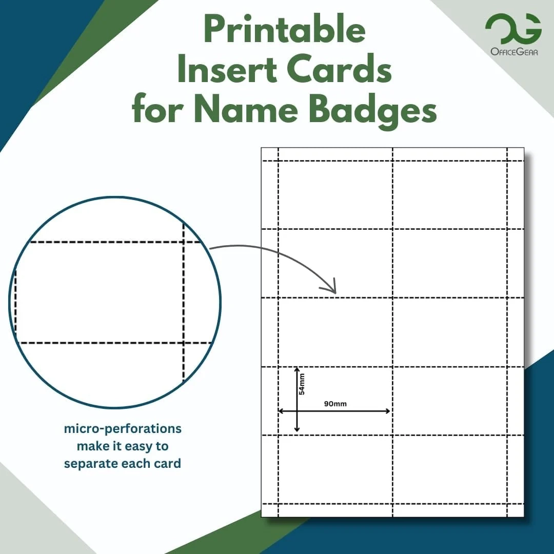 OfficeGear 250 Name Badge Inserts With Free Template