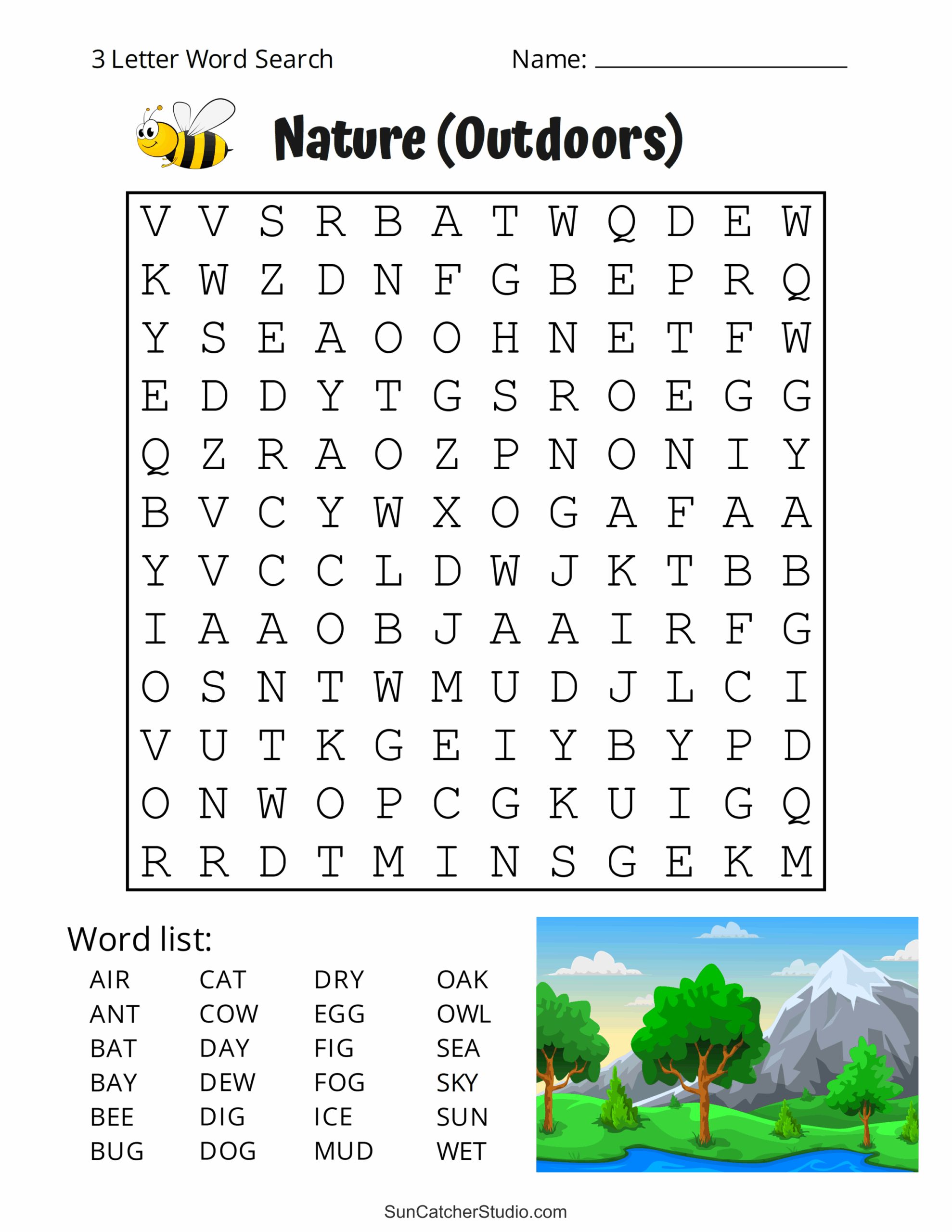 Printable 3 Letter Word Search Puzzles Word Find Free 