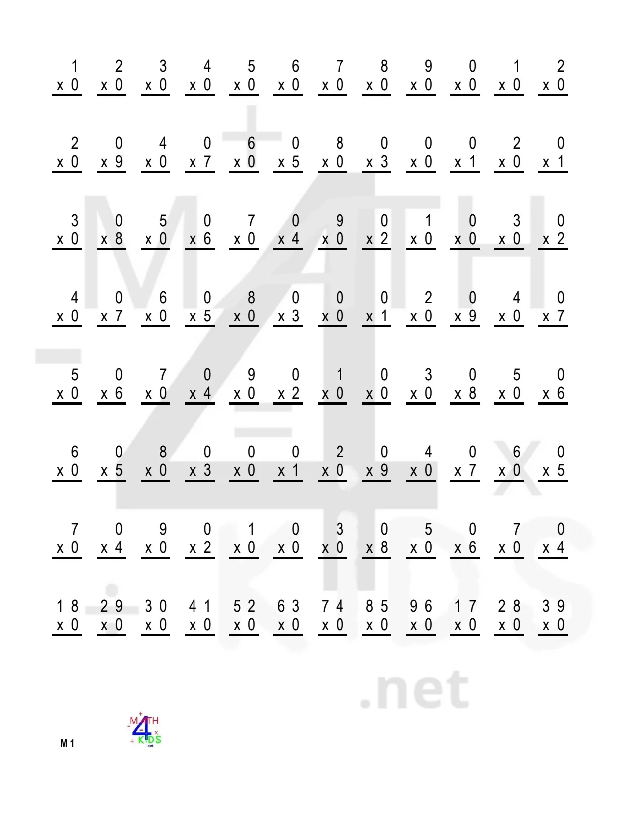 Multiplication Worksheets Printable 6s