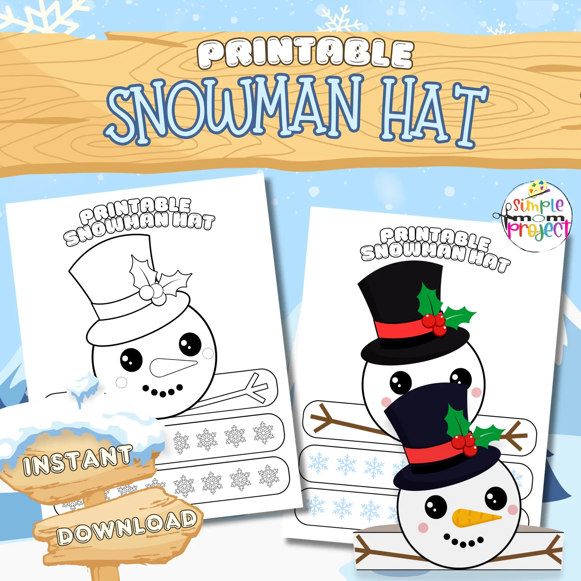 Printable Snowman Hat Craft Template For Kids Simple Mom Project 
