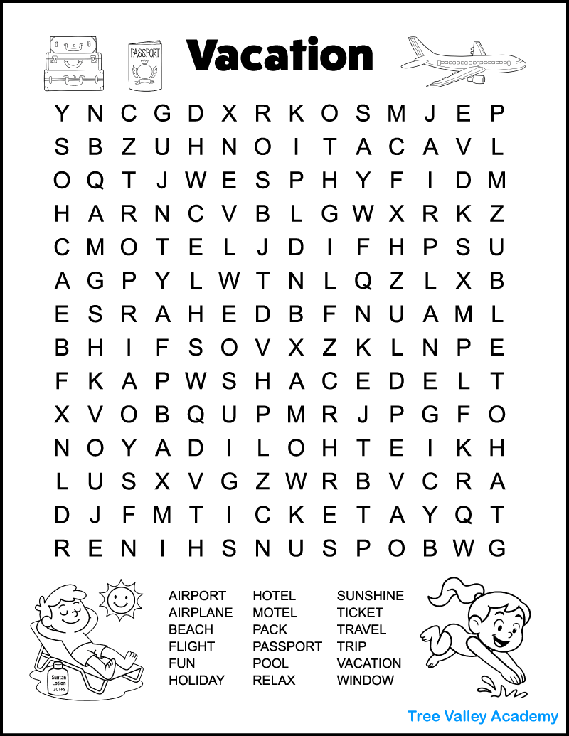 Word Find Puzzles Printable For Kids